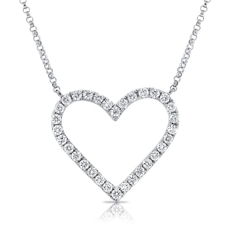 14k White Gold 0.50Ct 32 Diamond Heart Necklace