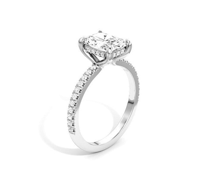 Platinum Radiant Cut 2.61Ct D VS1 with 0.48Ct Side Diamonds and Hidden Halo All Lab Grown Diamonds