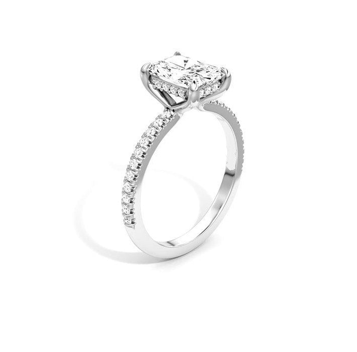 Platinum Radiant Cut 2.61Ct D VS1 with 0.48Ct Side Diamonds and Hidden Halo All Lab Grown Diamonds