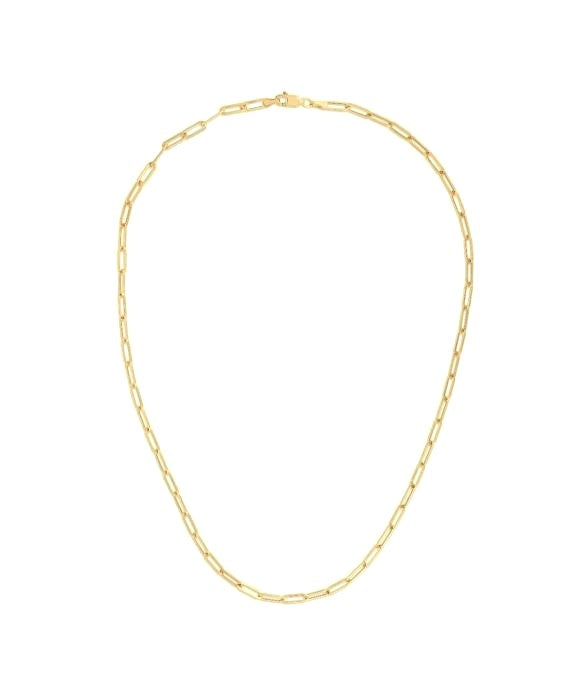 14K Yellow Gold 3.2mm Lite Paperclip Chain with Lobster Lock, 18 Inch Long