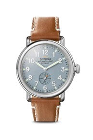 Shinola 41mm Runwell, sub second hand, tan leather strap