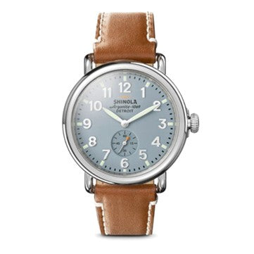 Shinola 41mm Runwell, sub second hand, tan leather strap