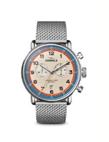Shinola 43 mm Canfield 2 Eye Chronograph, Mesh Bracelet – Michael