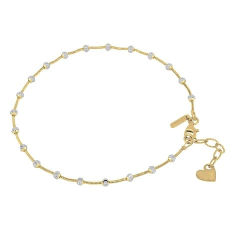 Sterling Silver gold Plated and Rhodium Plated Anklet 9 Inch Long