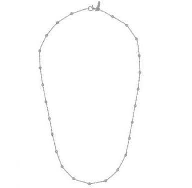 Sterling Silver Rhodium Plated Beaded Necklace 30 Inch Long