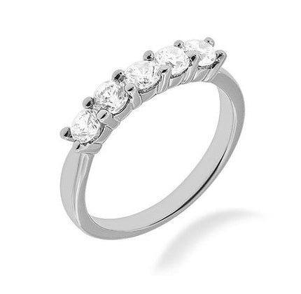 Platinum 1.00Ct Five Diamond Band Size 6.0