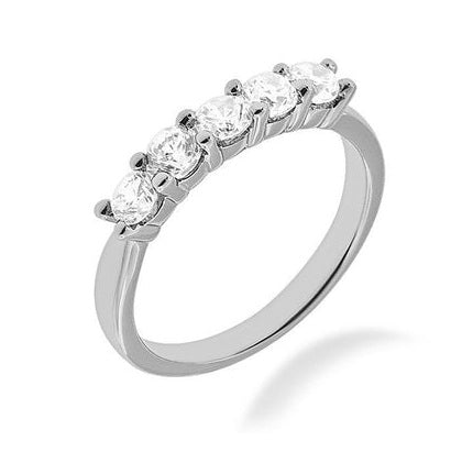Platinum 1.00Ct Five Diamond Band Size 6.0