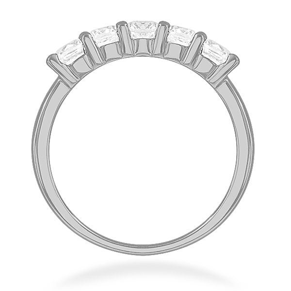 Platinum 1.00Ct Five Diamond Band Size 6.0