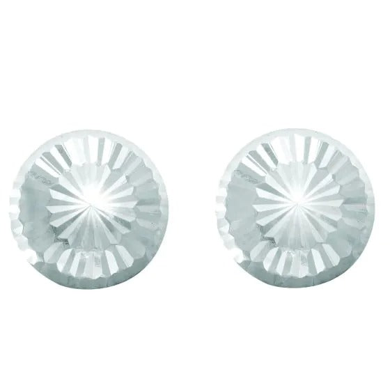 14K White Gold Small 6MM Diamond Cut Burst Post Earring