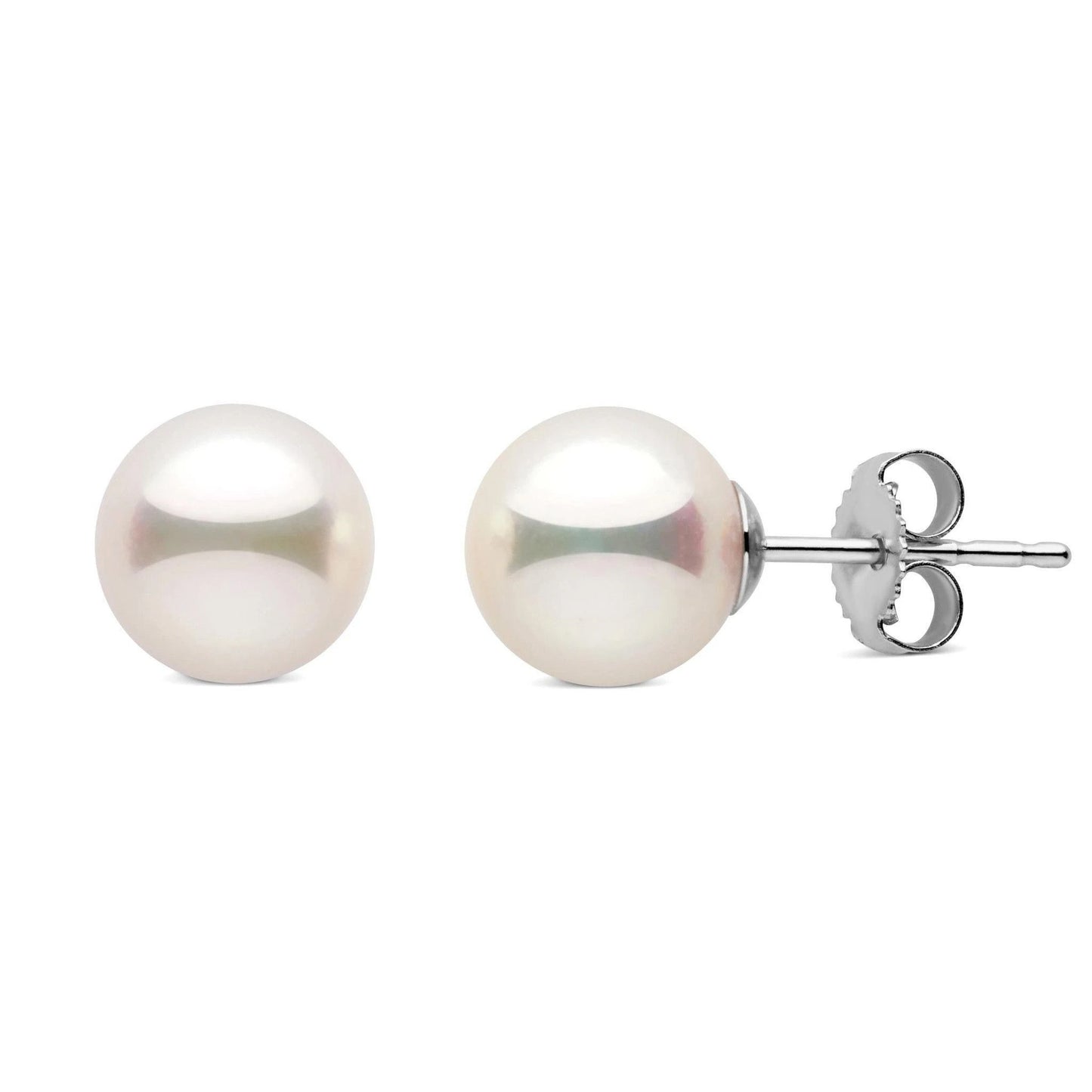 14k Gold 8MM Japanese Cultured Pearl Stud Earring, available in White and Yellow Gold