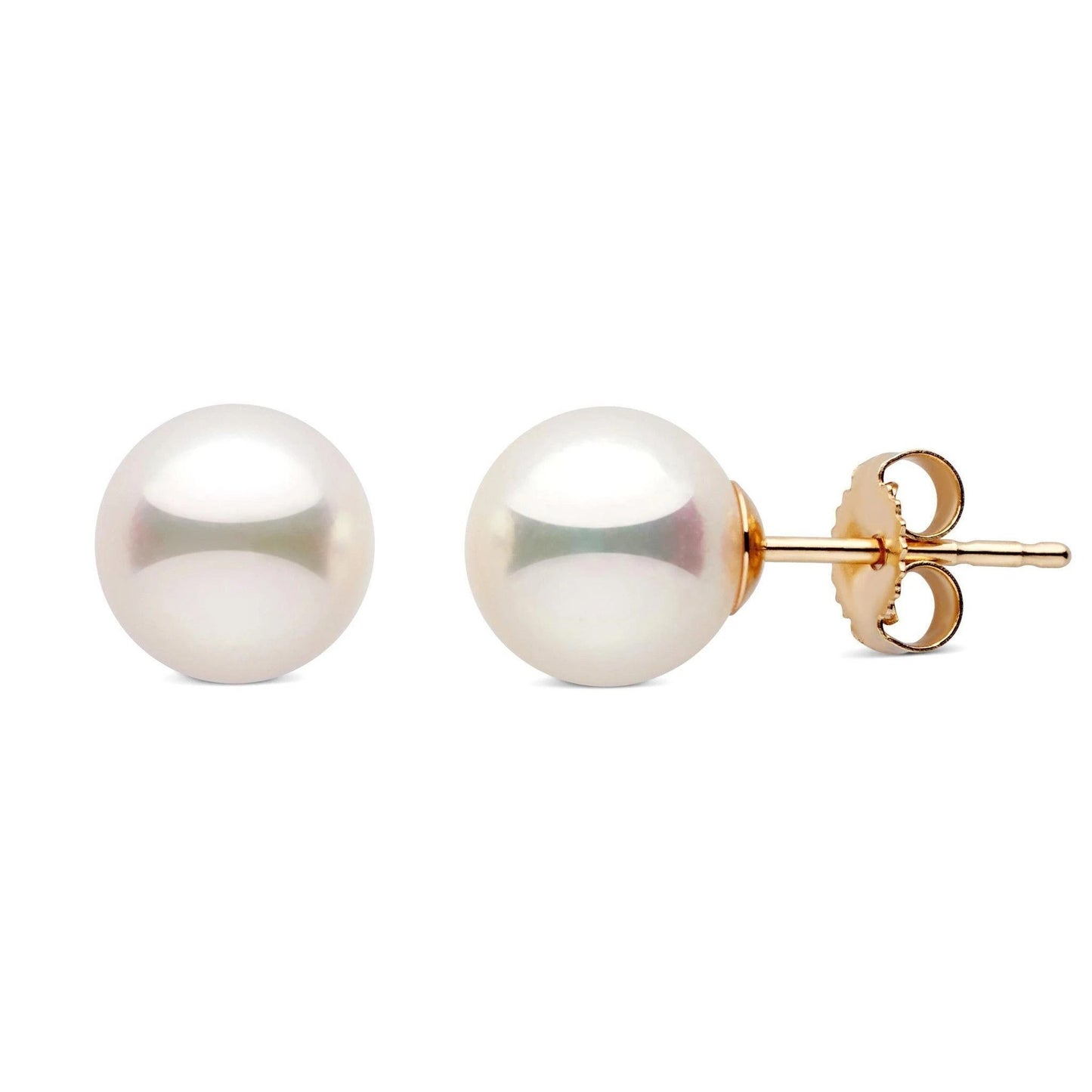14k Gold 8MM Japanese Cultured Pearl Stud Earring, available in White and Yellow Gold