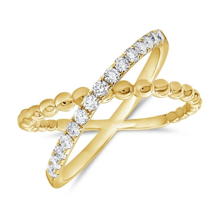 14k Yellow Gold 0.43Ct Natural Diamond Ring with 15 Diamonds Size 6.0