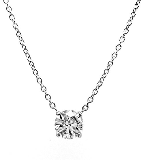 14k Gold Diamond Solitaire Pendant, Available in Several Diamond Weights and Colors of Gold