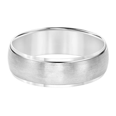 14k White Gold Satin finish Band, size 10