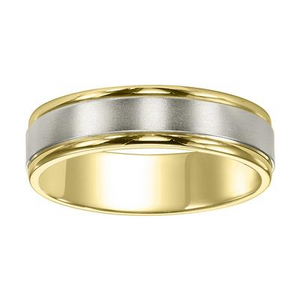 14k Two Tone 5mm wide Satin center polished edges, size 10