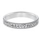 14k White Gold Carved Design Band with Milgrain Border