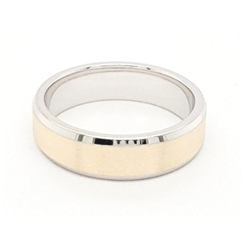 14k Carved Band White Primary, Yellow Gold Accent Size10.0