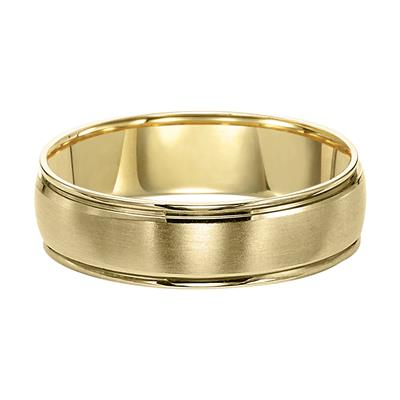 14K Yellow Gold Brush Finish and Round Edges with Low Dome Profile