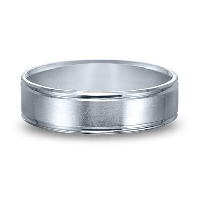 14k White Gold brushed finish with beveled edge size 10
