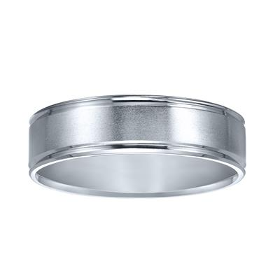 14k White Gold brushed finish with beveled edge size 10
