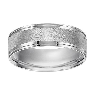 14k White Gold Diagonal Satin Finish size 10