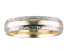 Load image into Gallery viewer, 14k Two Tone Diamond Cut edges with Yellow center Band, size 10
