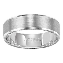 Load image into Gallery viewer, 14k White gold 6mm wide Carved Band, size 10
