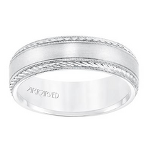 Load image into Gallery viewer, 14K White Gold 6.5MM Satin Finish, Rope and Milgrain Accent, size 10.0
