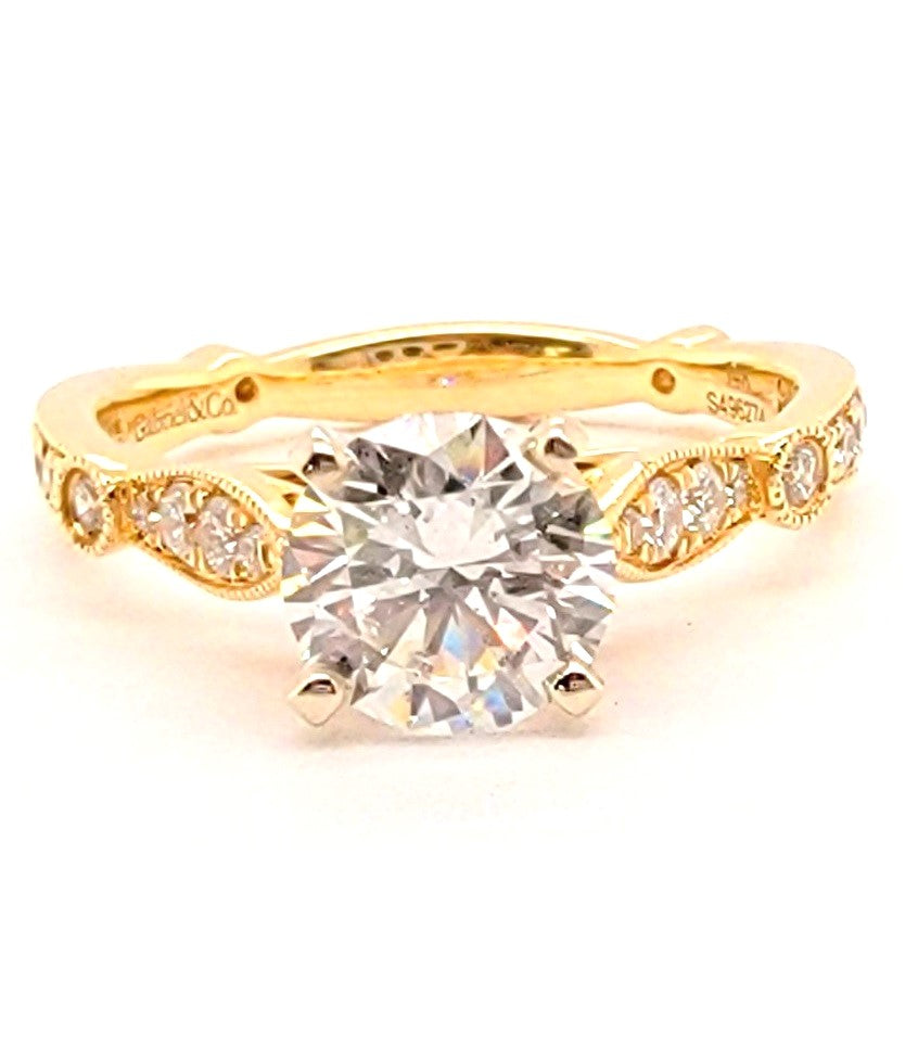 Gabriel 14k Yellow Gold, ctr 1.14, SI2, G, GIA, 0.38 Ct Mele