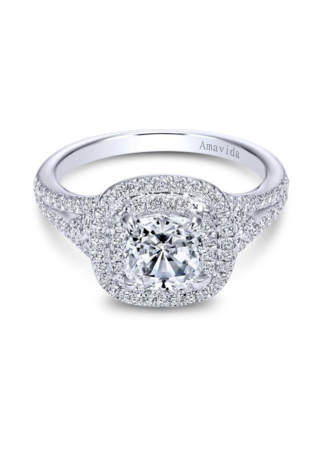 Gabriel 18K White Gold Semi Mount 0.42 Ct Diamond, with Cubic Zirconia Center