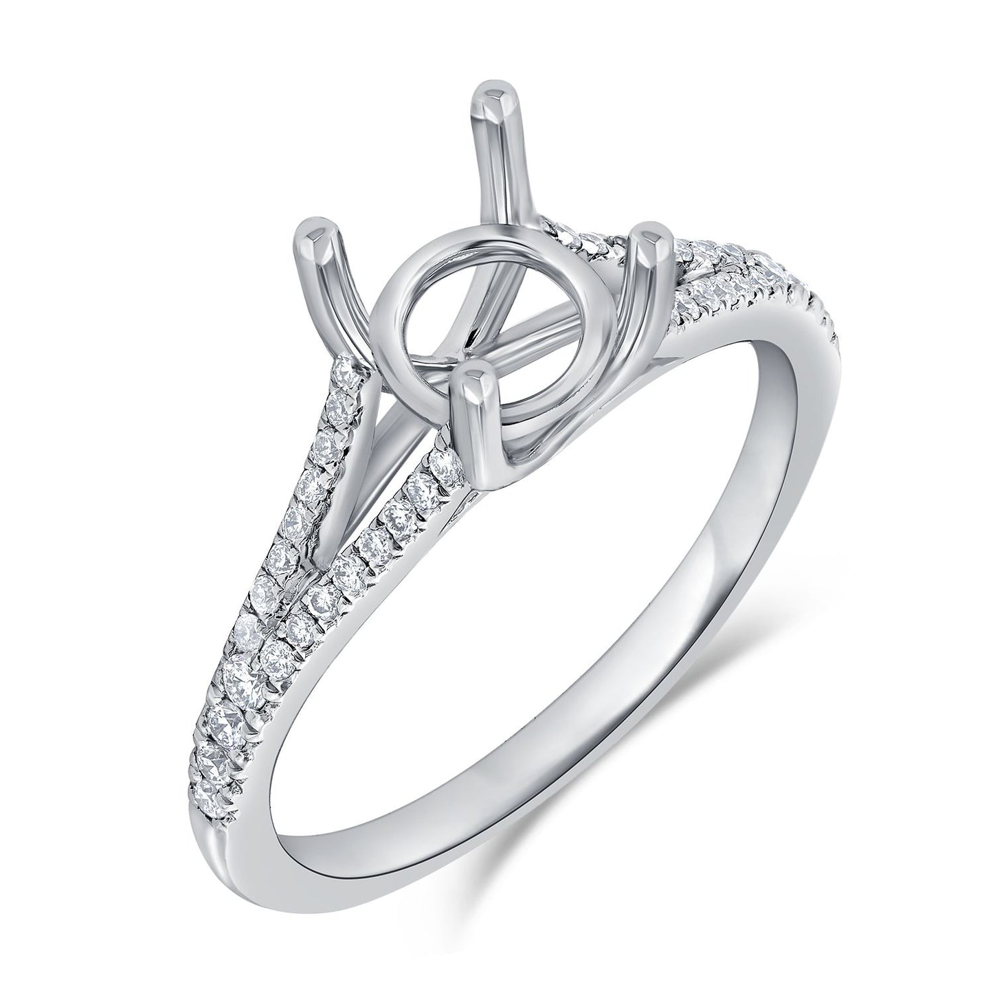 14k White Gold 0.19 Ct Diamond Semi Mount
