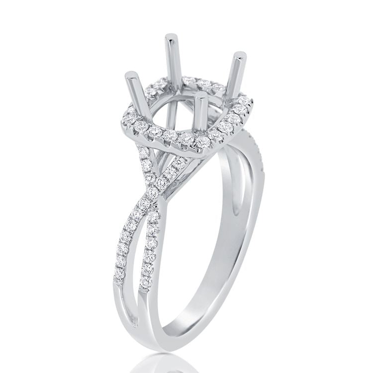 14k White Gold 0.36 Ct Diamond Semi Mount