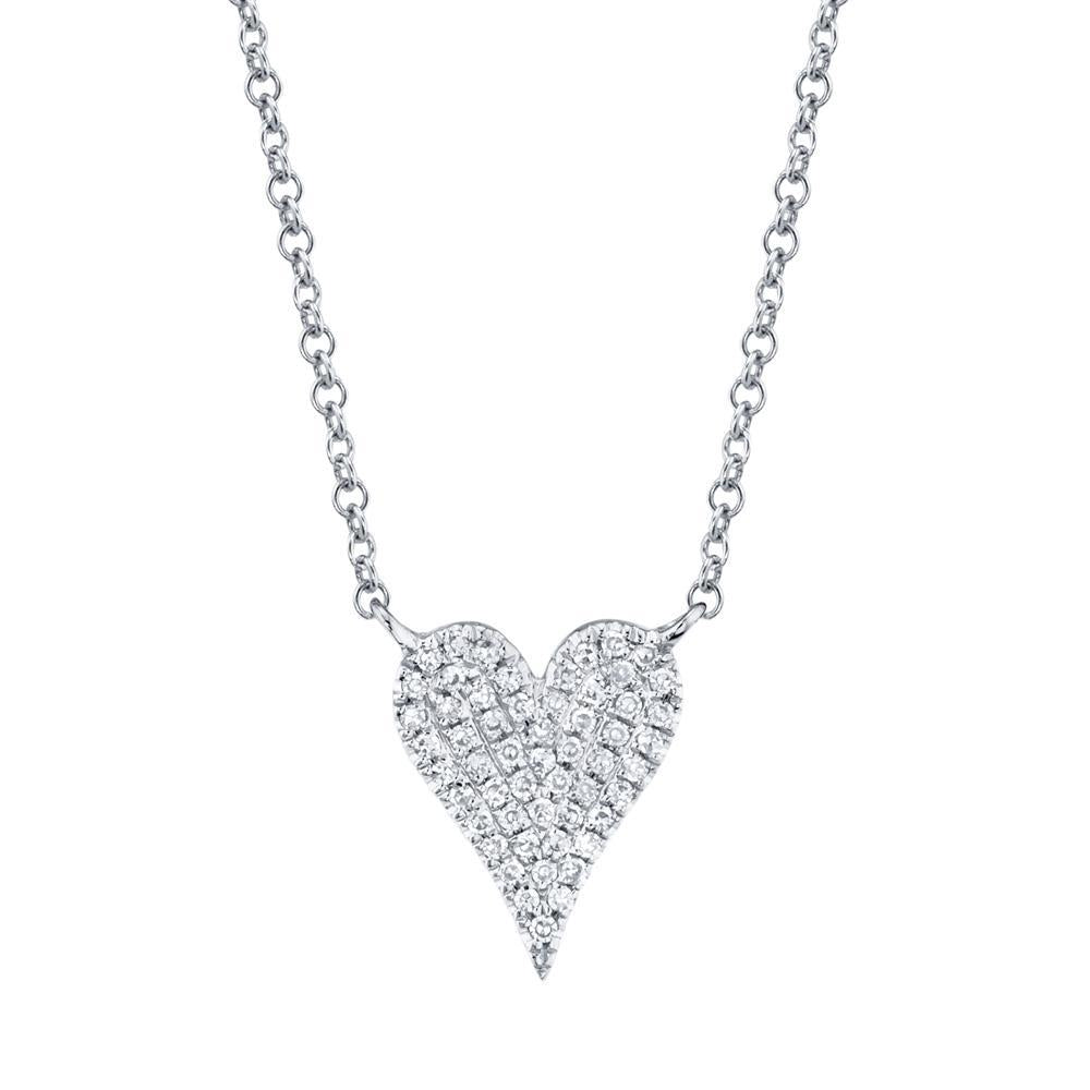 14k Gold Diamond Pave Heart Necklace. Available in 4 Diamond Weights in White, Rose or Yellow