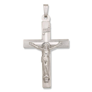 14k White Gold Crucifix Charm 34 x 22 MM