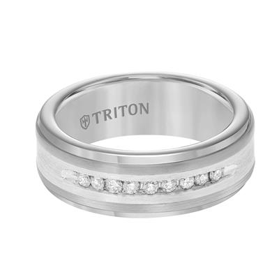 Tungsten Carbide/Sterling Silver Channel set Diamond Band, size 10