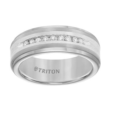 Tungsten Carbide/Sterling Silver Channel set Diamond Band, size 10
