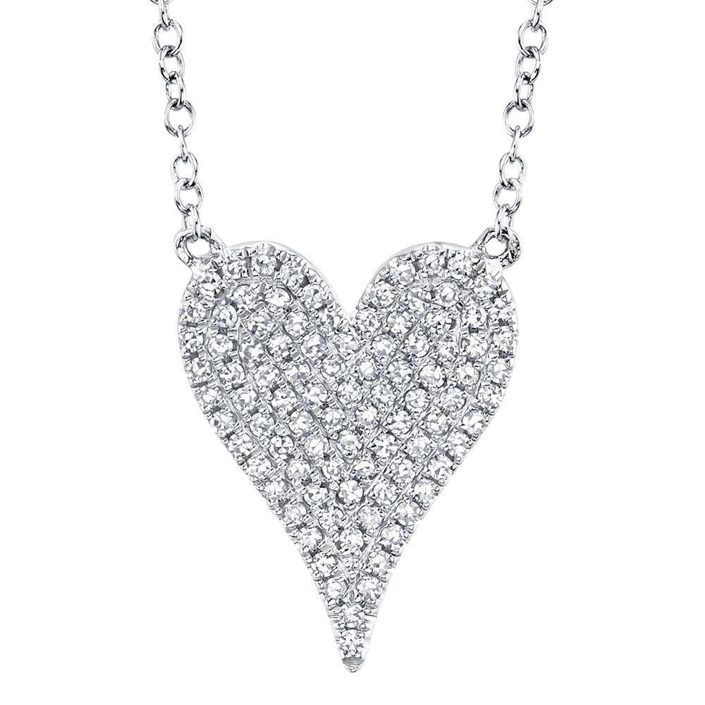 14k Gold Diamond Pave Heart Necklace. Available in 4 Diamond Weights in White, Rose or Yellow