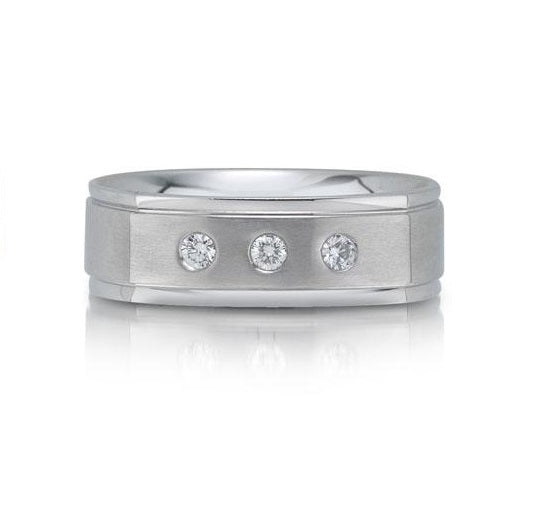 14k White Gold 0.15 Carat Diamond Wedding Band