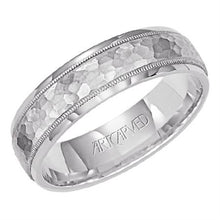 Load image into Gallery viewer, Platinum 6mm wide Hammered Band, size 10
