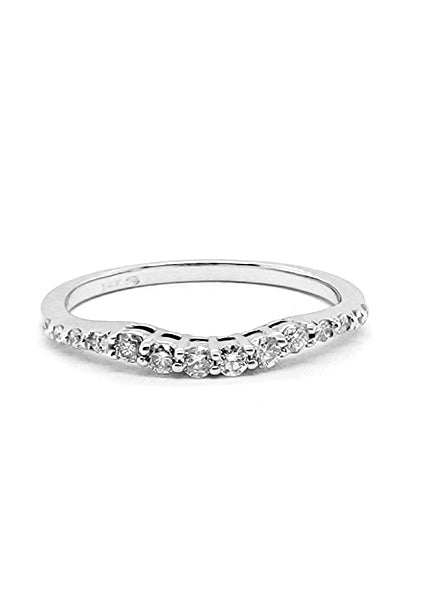 14k  White Gold 0.23 Ct Curved Diamond Band.
