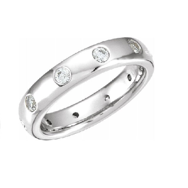 14k White Gold 0.34 Ct Diamond Bezel Set Band