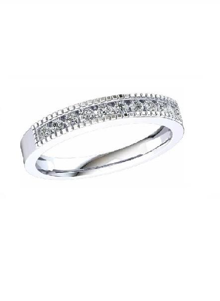 14k Gold 0.25 Ct Diamond Milgrain Band, Available in White and Yellow Gold
