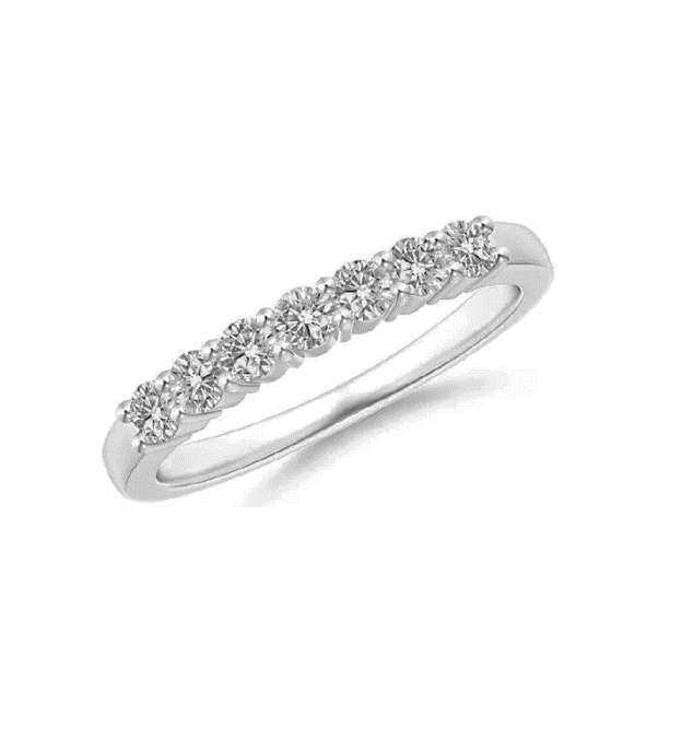 14k White Gold 0.40 Ct Diamond Band with 7 Diamonds