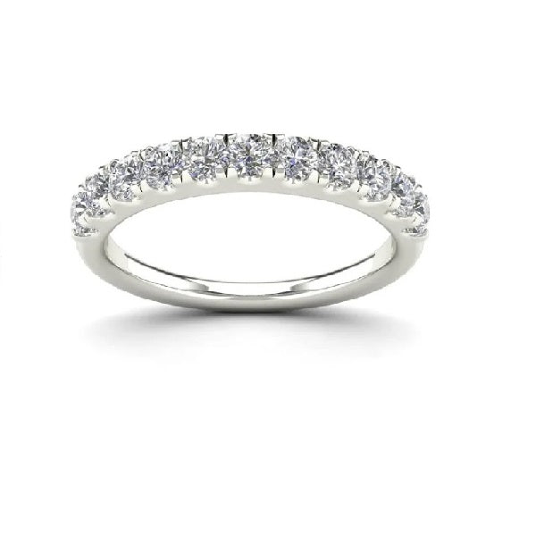 14k White Gold 1.00 Ct Diamond Band, Eleven Diamonds