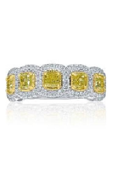 18k White Gold 0.74 Ct Fancy Yellow and White Diamond Band