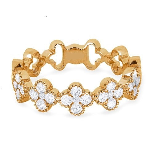 18k Rose Gold 0.63 Ct Diamond 5 Clover Band