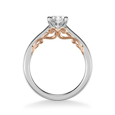 14K White and Yellow Gold Cubic Zirconia Center Engagement Ring Mounting