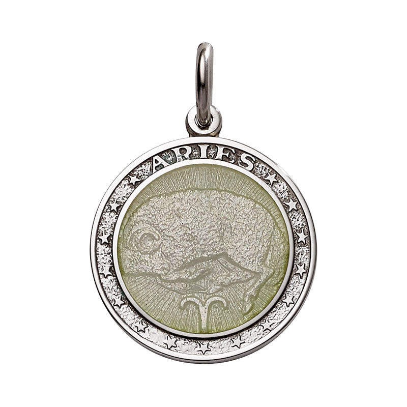 Sterling Silver Enamel Aries medal with Rim 1