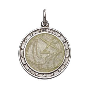Sterling Silver Enamel Libra medal with Rim 1" (24mm-quarter size)