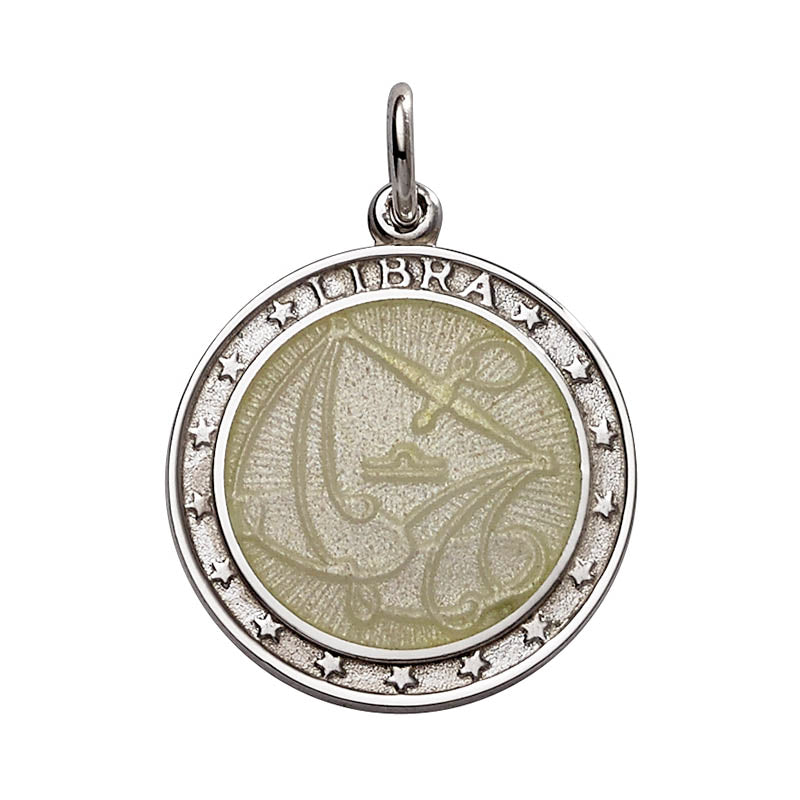 Sterling Silver Enamel Libra medal with Rim 1